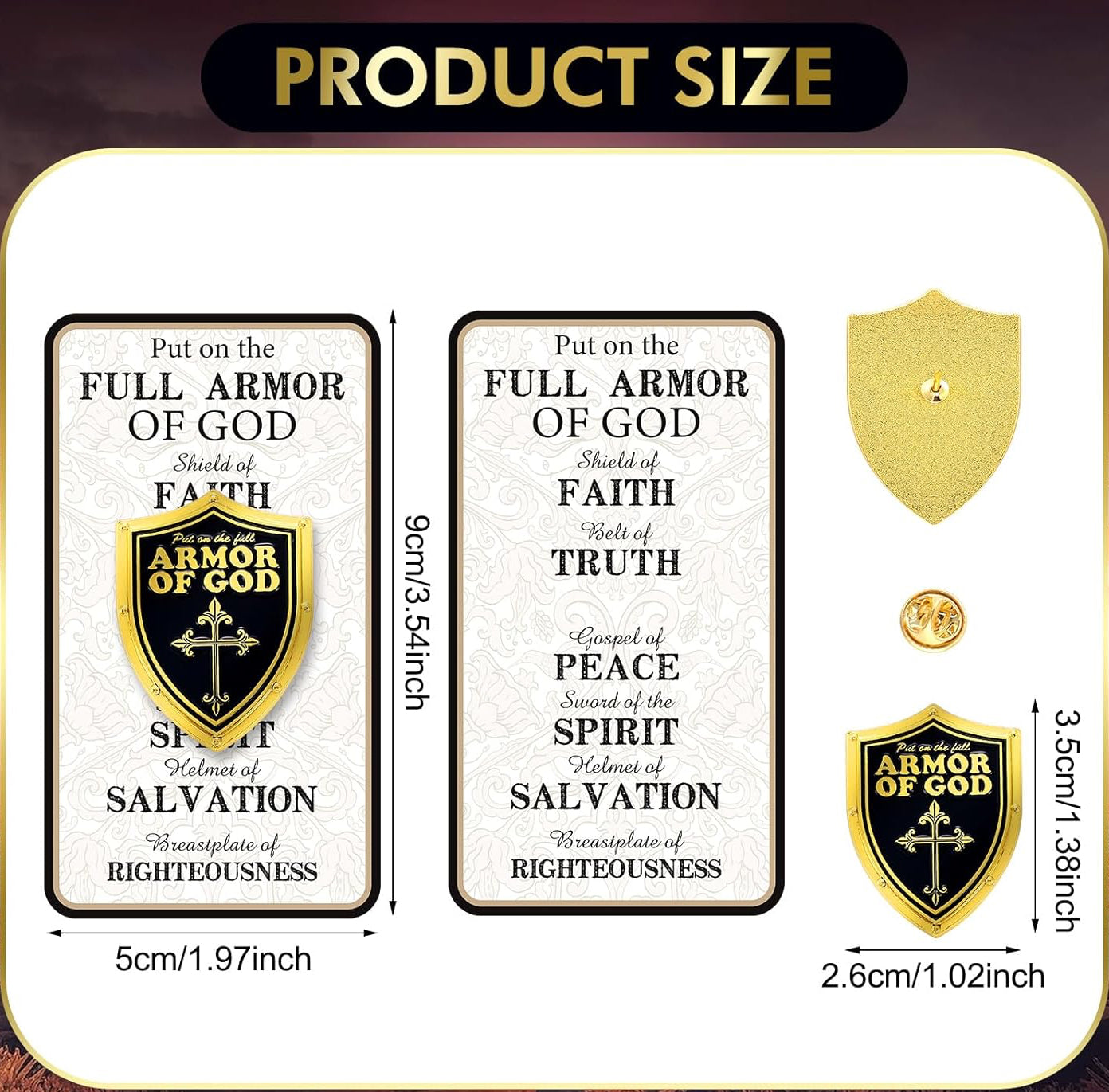 Armor of God Lapel Pin | Christian Gold-Tone Brooch Inspired by Ephesians 6:11 | Faith Gift for Men & Women