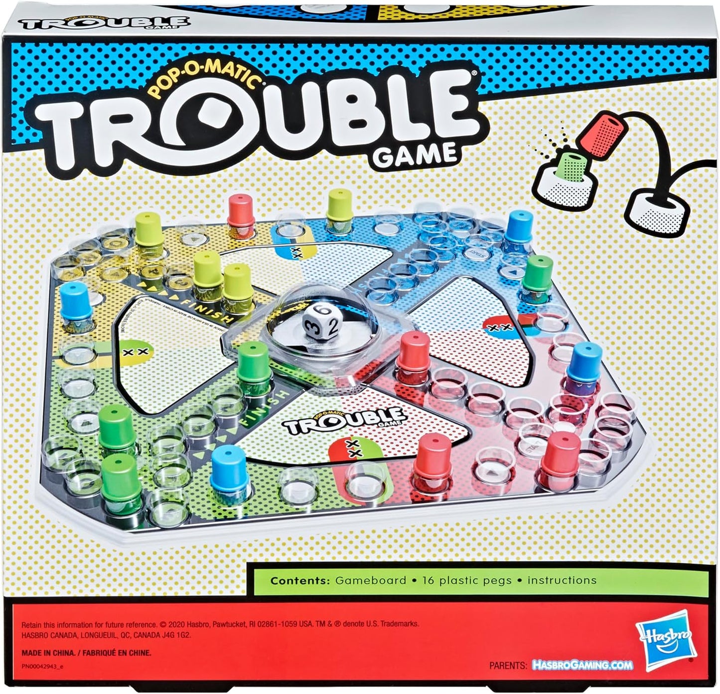 Hasbro Gaming Trouble Kids Board Game, Pop-o-Matic Trouble Game, Kids Games for 2-4 Players, Family Board Games for Kids, Kids Gifts