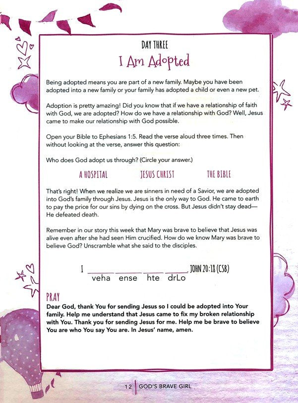 For Girls Like You: God's Brave Girl Younger Kids Activity Book