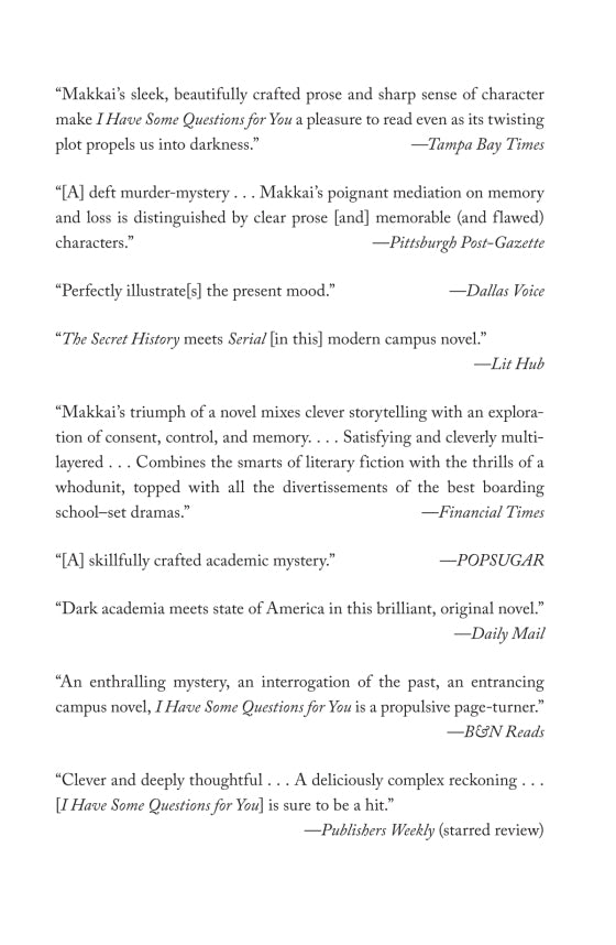 I have some questions for you-Rebecca Makkai-Starry Ferry Books 星渡書店