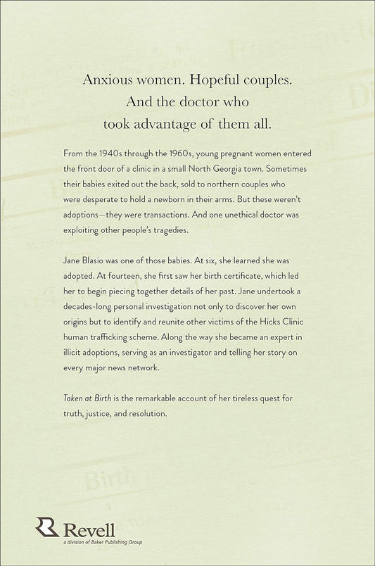 Taken at Birth: Stolen Babies, Hidden Lies, and My Journey to Finding Home by Jane Blasio