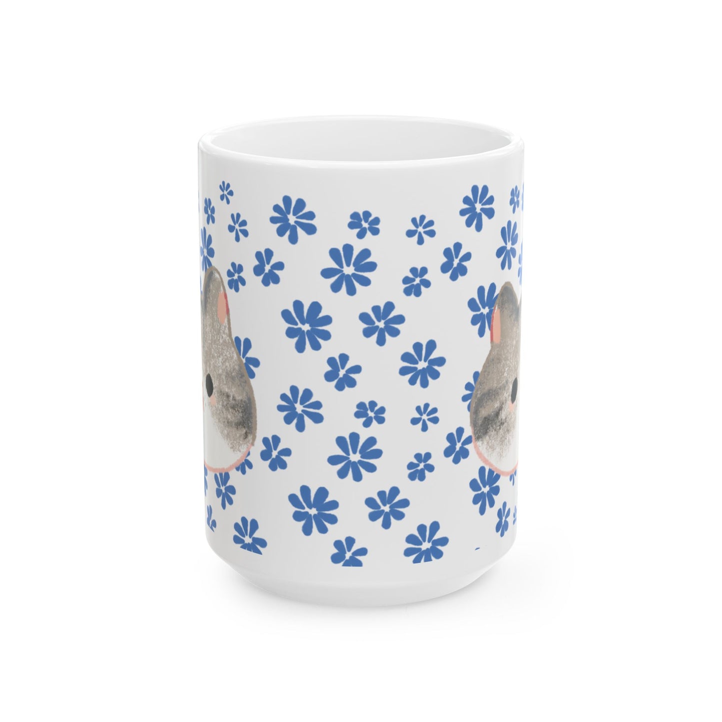 Cute Kitten Floral Ceramic Mug — Cat Lover Coffee Cup