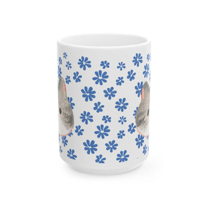 Cute Kitten Floral Ceramic Mug — Cat Lover Coffee Cup