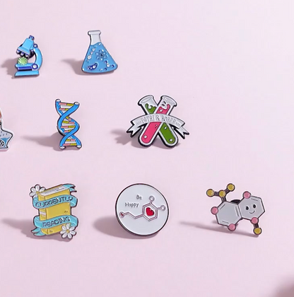 STEM Pin - Patri & Rober, DNA, Molecules, Microscope, Solutions