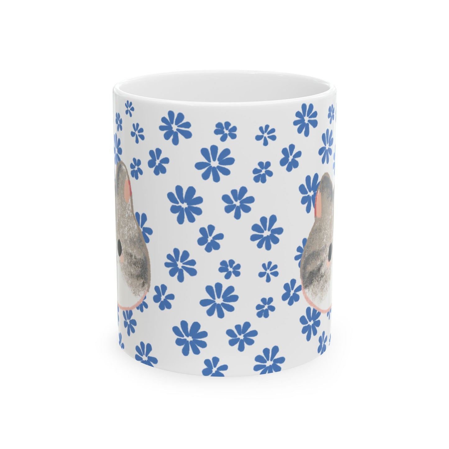 Cute Kitten Floral Ceramic Mug — Cat Lover Coffee Cup