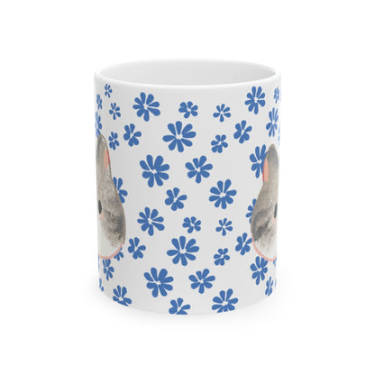 Cute Kitten Floral Ceramic Mug — Cat Lover Coffee Cup