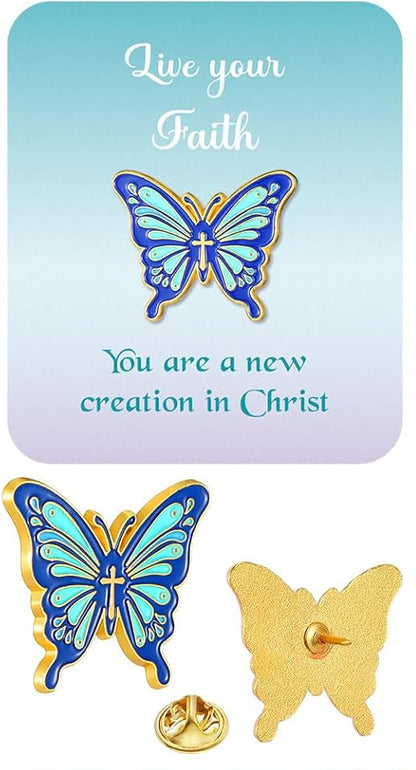 Live Your Faith Butterfly Lapel Pin on Card | Christian Gold-Tone Butterfly Brooch with Bible Verse | Inspirational Gift for Women