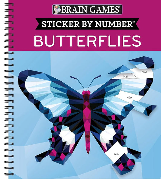 Brain Games - Sticker by Number: Butterflies - 2 Books in 1 (42 Images to Sticker) cover image