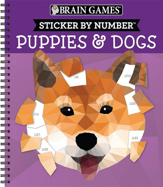 Brain Games - Sticker by Number: Puppies & Dogs - 2 Books in 1 (42 Images to Sticker) cover image