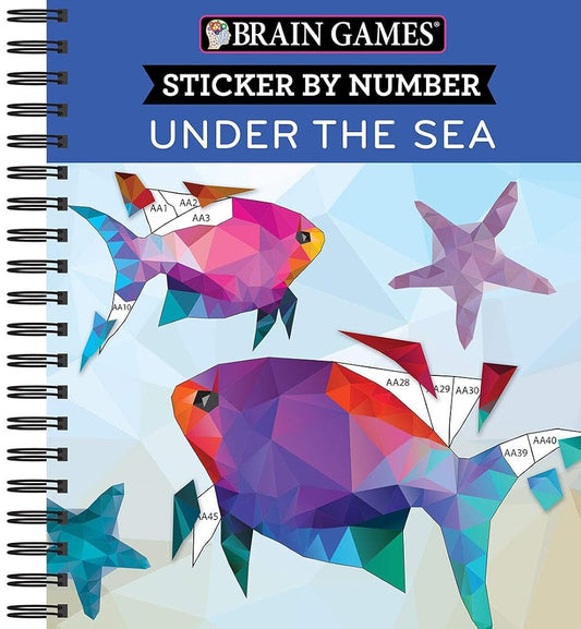 Brain Games - Sticker by Number: Under the Sea - 2 Books in 1 (42 Images to Sticker) cover image