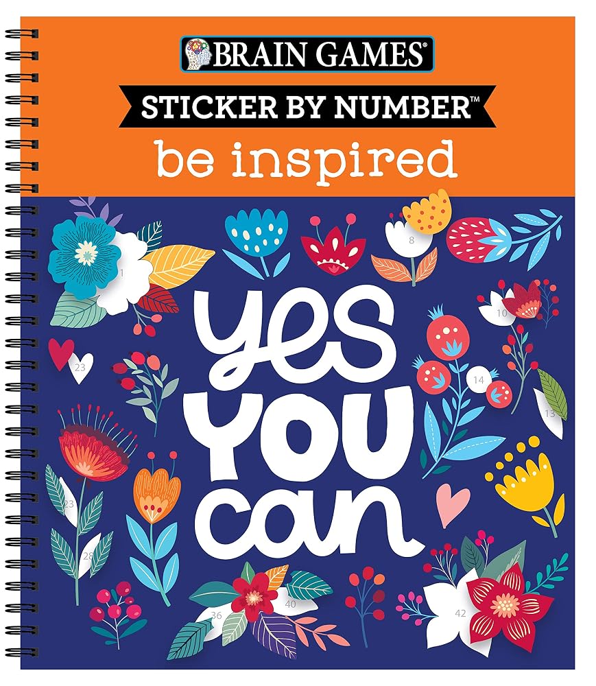 Brain Games - Sticker by Number: Be Inspired - 2 Books in 1 (20 Images to Sticker) cover image
