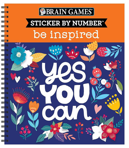 Brain Games - Sticker by Number: Be Inspired - 2 Books in 1 (20 Images to Sticker) cover image