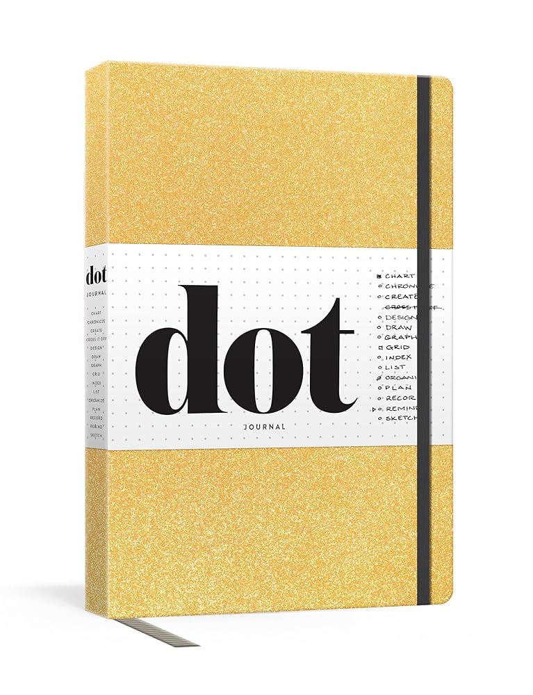 Dot Journal (Gold): A dotted, blank journal for list-making, journaling, goal-setting: 256 pages with elastic closure and ribbon marker cover image