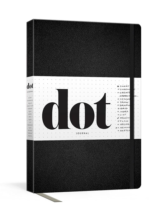 Dot Journal (Black): A dotted, blank journal for list-making, journaling, goal-setting: 256 pages with elastic closure and ribbon marker cover image
