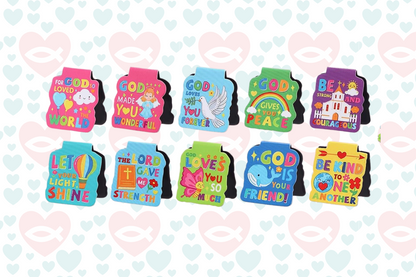 Kids' English Bible Verse Magnetic Bookmarks (Set of 10 or Individual) | 中文 兒童英文聖經金句磁性書籤（10款套裝／單個隨機款）