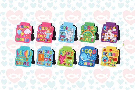 Kids' English Bible Verse Magnetic Bookmarks (Set of 10 or Individual) | 中文 兒童英文聖經金句磁性書籤（10款套裝／單個隨機款）