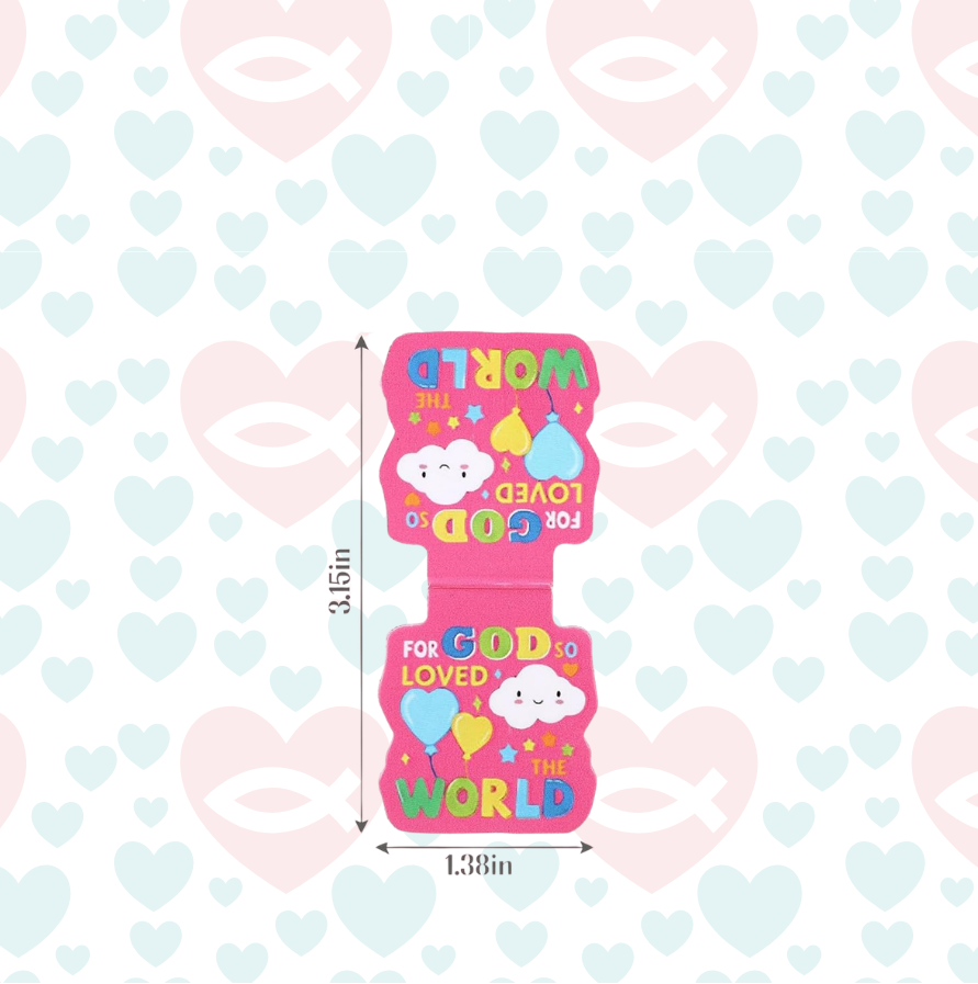 Kids' English Bible Verse Magnetic Bookmarks (Set of 10 or Individual) | 中文 兒童英文聖經金句磁性書籤（10款套裝／單個隨機款）